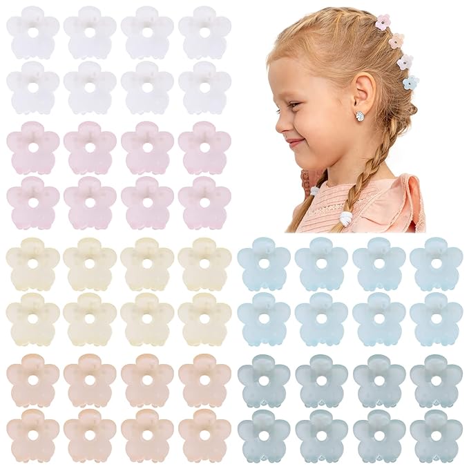 48Pcs Small Hair Claw Clips, Mini Hair Clips No-Slip Grip Jaw Clips Mix Colored Flower Hair Accessories for Women Girls
