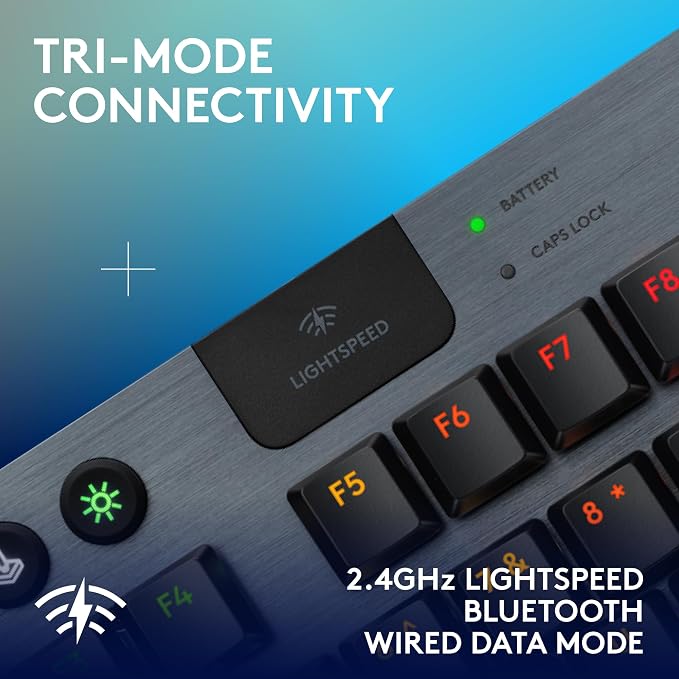 Logitech G915 X Lightspeed TKL Wireless Gaming Keyboard (Clicky) - Black | Low Profile, Mechanical Switches, Double-Shot PBT Keycaps, RGB lighting, Aluminum finish, PC/Mac Compatible