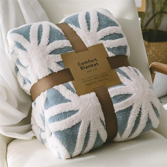 LOMAO Sherpa Fleece Blanket Gifts for Mom Dad Cozy Soft Throw Blanket for Women Men Birthday Gifts Dual Sided Couch Sofa Bed Blanket (Light Blue,51x63 inch)