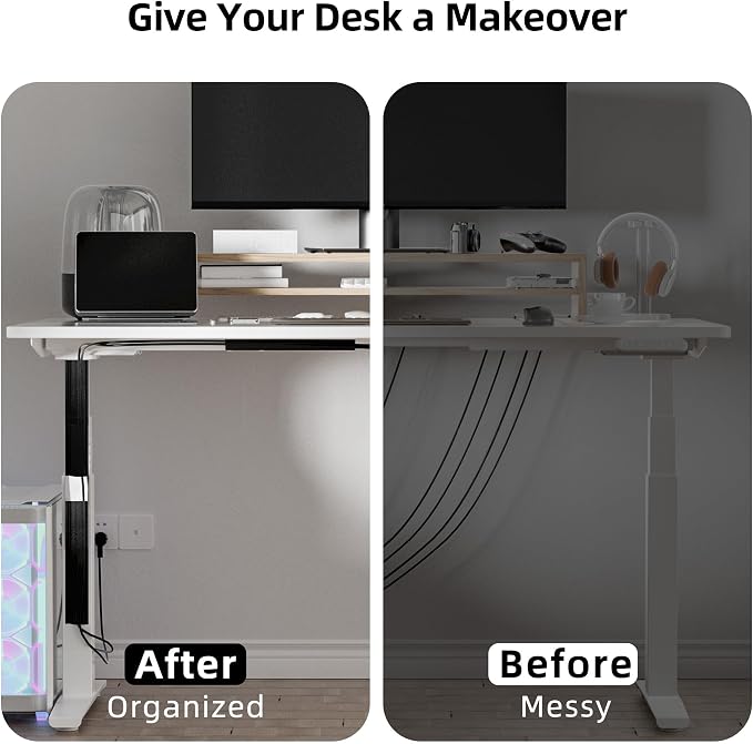 YECAYE 157in Cable Management, Cord Organizer,Easy Install Self-Adhesive Cord Hider, Cable Organizer, Cable Hider for Office Organization,Child & Pet Proof, Black