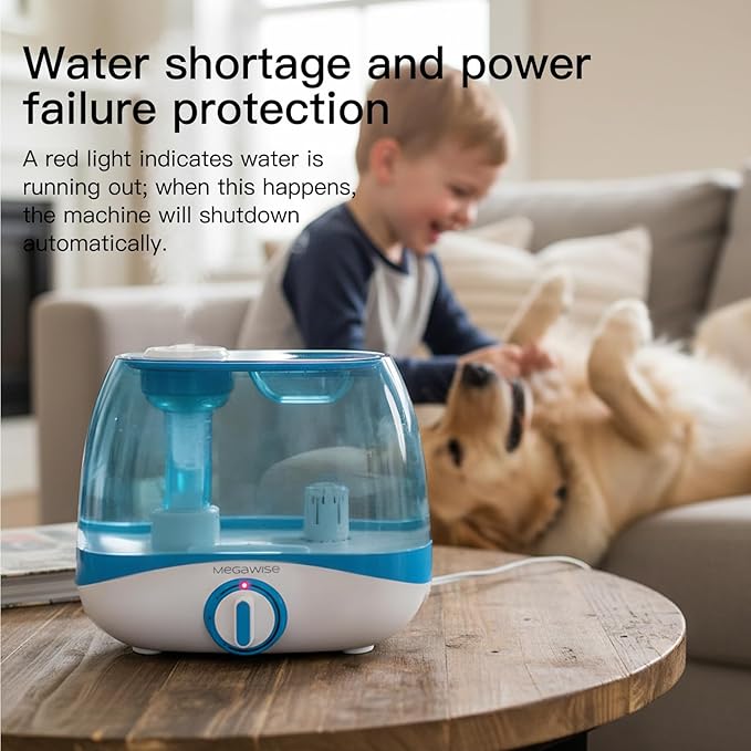 MegaWise Humidifiers for Bedroom Home, 5.0L Cool Mist Humidifier for Home Plant and Baby Nursery, Quiet Ultrasonic Humidifier with 360° Nozzle, Auto Shut-Off, Blue