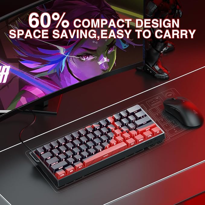 AULA WIN60 HE MAX - 60% Mechanical Gaming Keyboard Wired, Hall Effect Magnetic Switches Hot Swappable, Adjustable Actuation Rapid Trigger Mode, 8000 Hz Polling Rate, 60 Percent Keyboard Compact Design