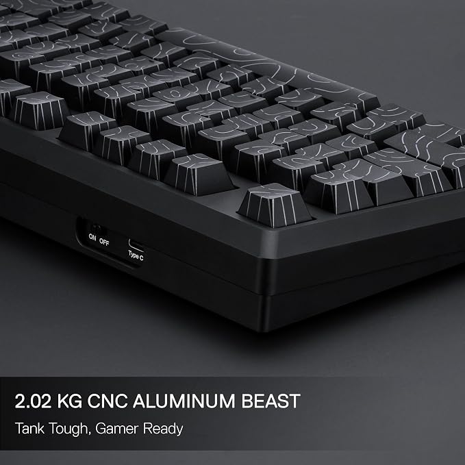 Redragon K737 PRO Wireless 87 Keys Gasket Gaming Keyboard, 80% Premium CNC Aluminum Mechanical Keyboard, Hot-Swap South-Facing LED Socket, 5-Layer Noise Dampening, Side-Printed PBT Contour Line Keycap