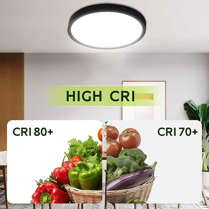 hykolity 2 Pack 9 Inch Selectable CCT LED Round Flat Panel Light, 18W 1800LM 3000K/4000K/5000K, Edge-Lit Flush Mount Ceiling Light Fixture for Kitchen, Bedroom, Laundry and Closet Room，Black