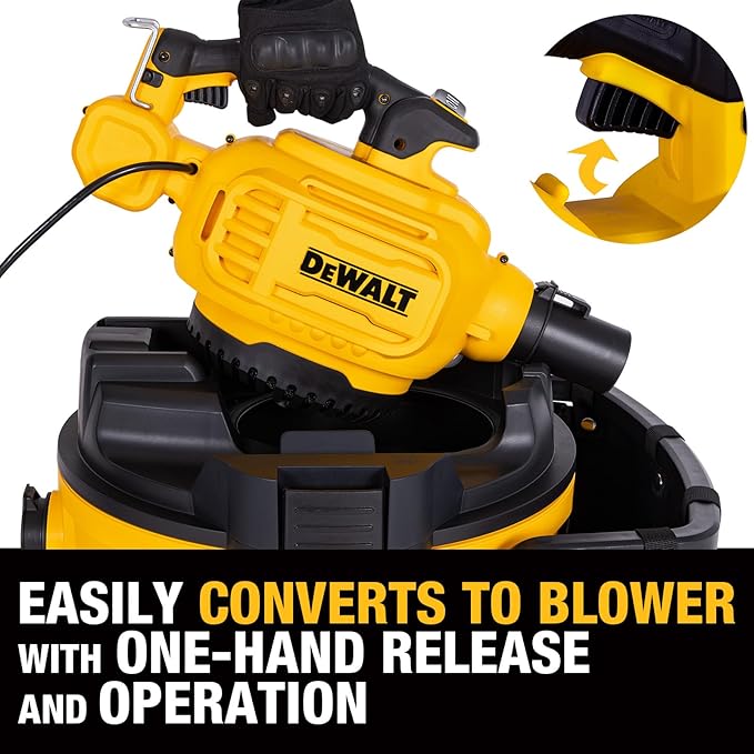 DEWALT Shop Vacuum Wet and Dry, 9 Gal 5 HP Shop Vac with Detachable Blower, Complete Full Set of Accessories & Storage Bag Design, Wet Dry Vacuum Cleaner for Garage Workshop Lawn Yard Patio, DXV209PC