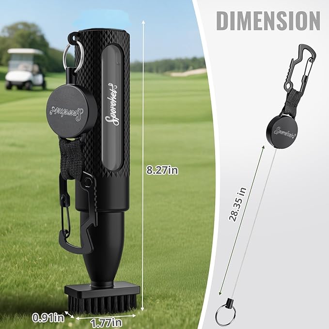 Pro 3rd Gen Golf Club Spray Cleaner Brush, Adopts a Leak Proof Design, Equipped with a Multi Functional Telescopic Clamp and a Press Type Water Bottle, Premium Golf Accessories for Men