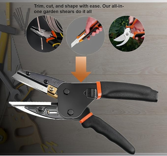 Upgraded Multipurpose Heavy Duty Scissors - Advanced All-Purpose Utility Industrial Scissors with Enhanced Safety, Ergonomics, and Cutting Performance Black