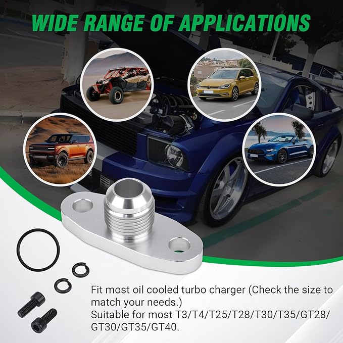 AN10 Oil Drain Flange,Funnel Type Oil Return with O Ring for T3 T4 GT28 GT30 GT35 T25 Turbo Charger CNC Process Leak Proof