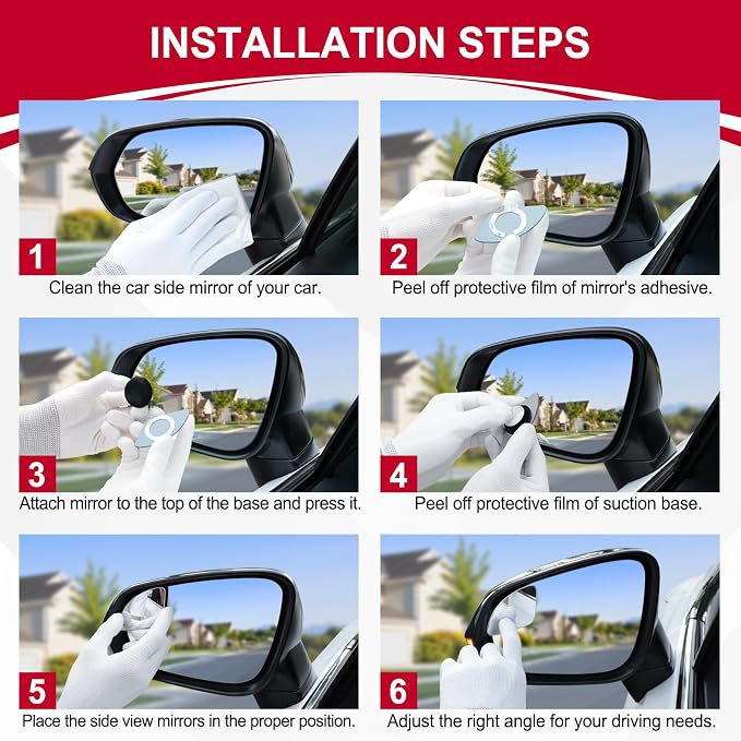 LivTee Blind Spot Car Mirror���Asymmetric Fan Shaped HD Glass Frameless Convex Rear View Mirror with wide angle Adjustable Stick for Cars SUV and Trucks, Pack of 2