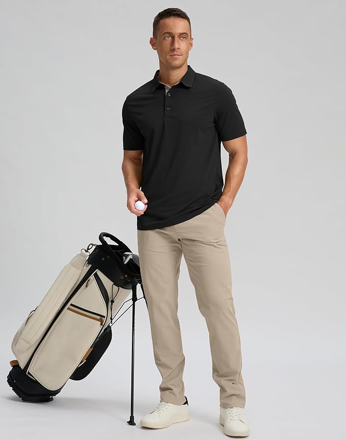 Men's Golf Shirts Dry Fit Moisture Wicking Performance Short Sleeve Collared Polo Shirts for Casual Athletic Business