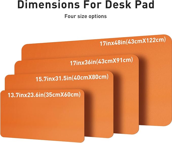 Aothia Leather Desk Pad Protector, Mouse Pad, Office Desk Mat, Non-Slip PU Leather Desk Blotter, Laptop Desk Pad, Waterproof Desk Writing Pad for Office and Home (31.5" x 15.7",Hermes Orange)
