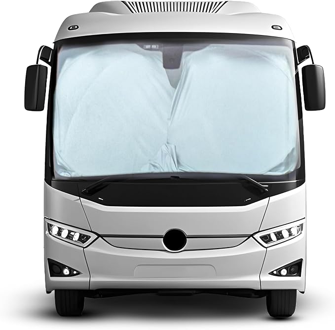 EcoNour RV Windshield Sunshade | Reflective RV Windshield Cover for UV Rays & Heat Protection, Keeps Your RV Motorhome Cool | Shades for RV Fits RVs, Trucks, Motorhomes, Buses | XXXXX-Large 102"x51"