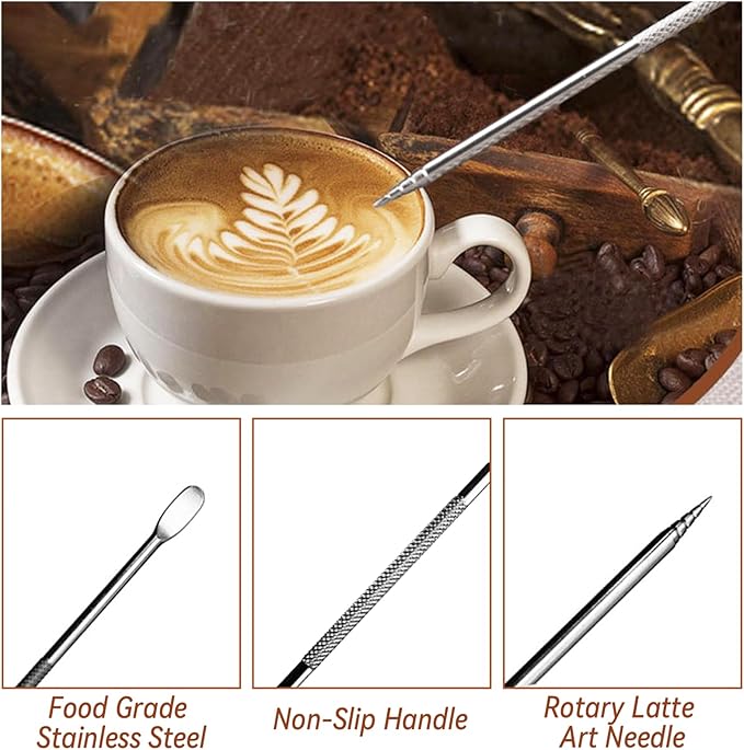 53mm Espresso Hand Tamper, 22 PCS Coffee Tamper Set, Espresso Accessories with 53mm Espresso Tamper, WDT Tool, Frothing Pitcher, Latte Art Pen, Coffee Stirrer, Tamper Mat, 16 Coffee Stencils