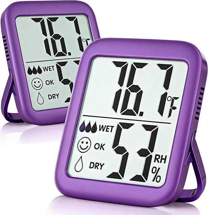 Antonki 2 Pack Room Thermometer for Home, Hygrometer Indoor Humidity Meter Gauge, Digital Temperature and Humidity Monitor Sensor for House, Terrarium, Incubator, Greenhouse - Battery Included