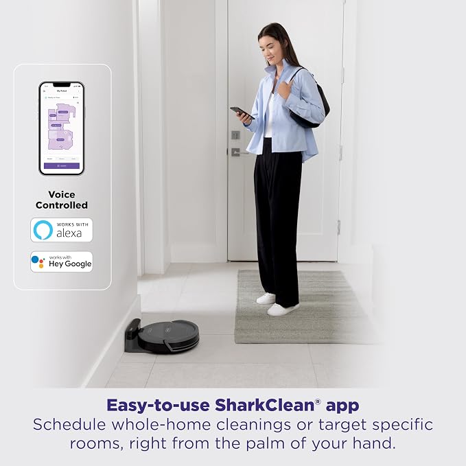 Shark Navigator Robot Vacuum, SmartPath Navigation, Steel Grey, RV2110 | SmartPath Navigation, up to 50% More Suction, Detects & Avoids Objects, Anti-Hair Wrap, Wi-Fi, Carpets & Hard Floors