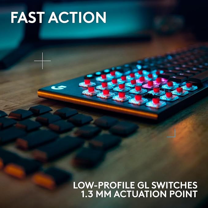 Logitech G915 X Lightspeed Wireless Gaming Keyboard (Tactile) - Black | Low Profile, Mechanical Switches, Double-Shot PBT Keycaps, RGB lighting, Aluminum finish, PC/Mac Compatible