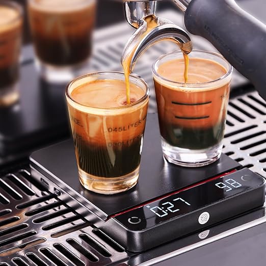 Mini Espresso Scale with Timer, Coffee Scale with Auto Timing, Small Precision Kitchen Digital Coffee Scale, Aluminum Alloy Body, Super Thin, 1200mAh, 2kg/0.1g White