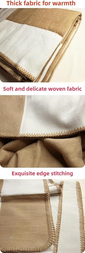 Fcteap h Blanket Soft Throw Blanket Faux Fleece Cashmere Plaid Warm Shawl Thick Knitted Plush Cozy Comfy for Women Throw Blanket for Sofa Couch Bed Queen King Size 55x66 in (Orange)