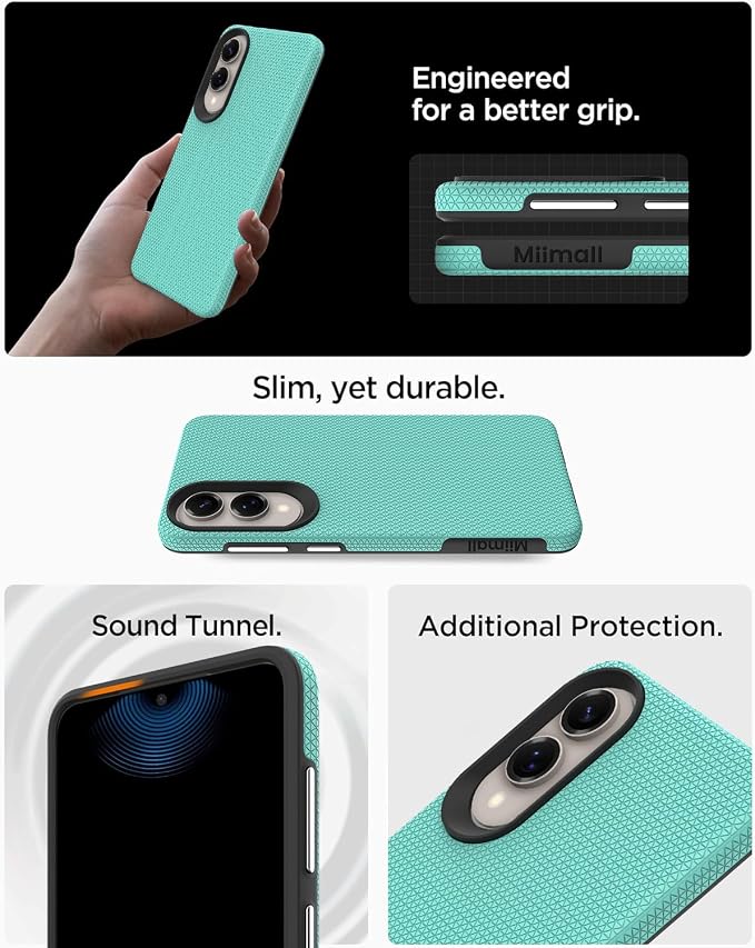 Miimall Slim ��� Rugged for Samsung S25 Edge Case, 10FT Military Shockproof Dropproof, Anti-Slip Grip Anti-Scratch Dustproof Men Thin Heavy Duty Protective Case for Galaxy S25 Edge, Mint Green