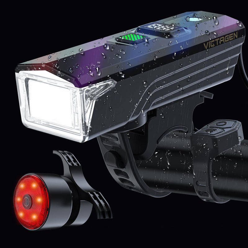 Victagen Ultra Bright USB Rechargeable Bike Light Set, Powerful Bicycle Front Headlight and Back Taillight, 5 Light Modes Light for Bike, for Men Women Kids Road Mountain Cycling
