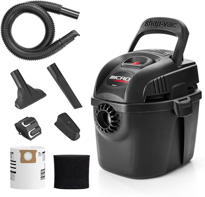 Shop-Vac 2021005 1 Gallon Micro Wet/Dry Vacuum, 1.0 Peak HP, 1.25 Inch Diameter x 4 Foot Hose, 6 Food Cord, Lightweight And Portable, Quick Wet/Dry Pickup