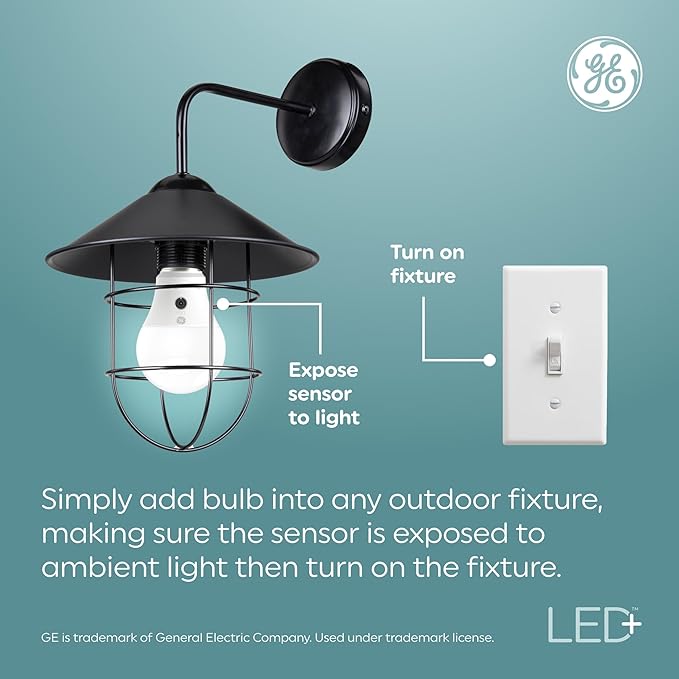 GE LED+ CA11 Dusk to Dawn LED Light Bulbs, Automatic On/Off Outdoor Security Lights, Daylight, E26 Medium Base (2 Pack)