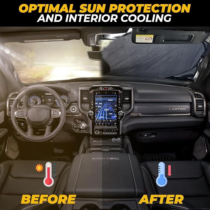 Autovir Truck Windshield Sun Shade Foldable ��� 280T Sun Visor Front Shield