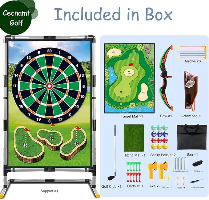 Golf Chipping Game - Battle Golf with Double-Sided Hitting Mat & Stand, Chip Sticky Practice Game for Adults & Kids, Indoor & Outdoor