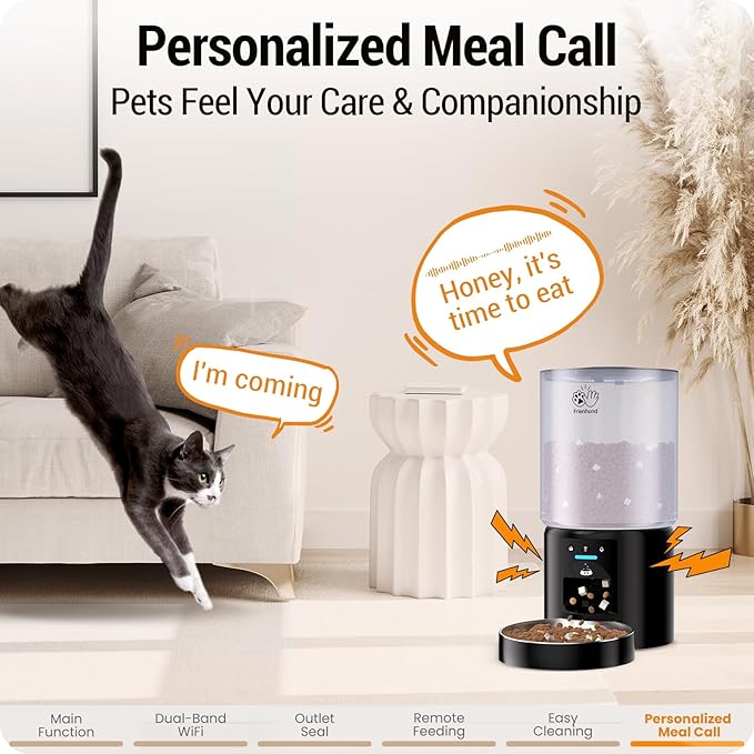 5L Automatic Cat Feeder with Sealed Outlet: 5G WiFi Automatic Dog Feeder with APP Control, Auto Cat Food Dispenser with Voice Recording for Pets, Detachable for Easy Clean - 21 Cup