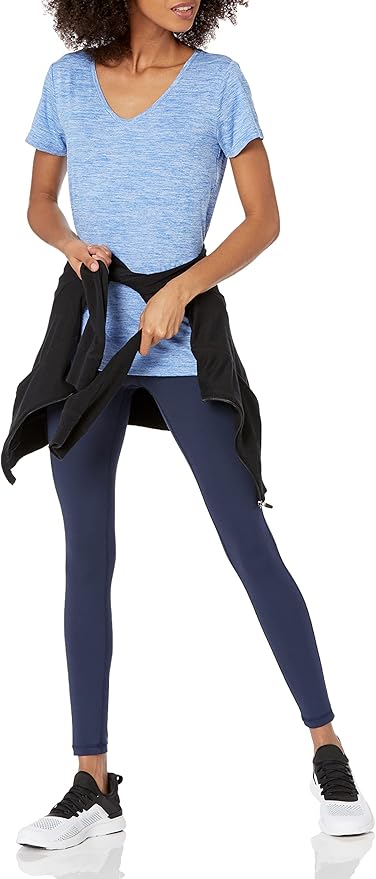 Amazon Essentials Women's Active Quick Dry Tech Stretch Short-Sleeve V-Neck T-Shirt (Available in Plus Size), Pack of 2