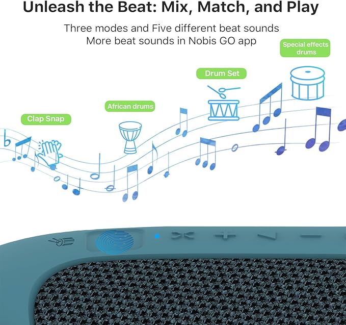NOBIS Clip N1 Portable Bluetooth Speaker with App, Beat Mode, Up to 24H Playtime, IP68 Waterproof, BT 5.3, HD Sound, Stereo Pairing, Custom EQ, Perfect for Outdoor, Home and Adventure (Blue)