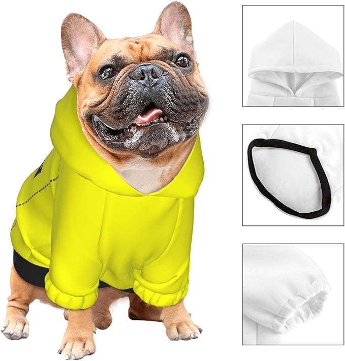 Personalized Chihuahua Dog Hoodie, Custom Pet Warm Sweatshirt Costume with Name Number Photo, Customize ID Clothes for Pupppy Kitten Dogs Cats, Yellow, XXS