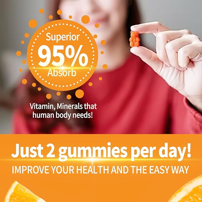 Calcium Magnesium Zinc Gummies with Vitamin D3 & K2 - Sugar Free Calcium Gummies for Women and Men - Bone & Immune Support - Non-GMO, Gluten-Free, Orange Flavored - 60 Gummies