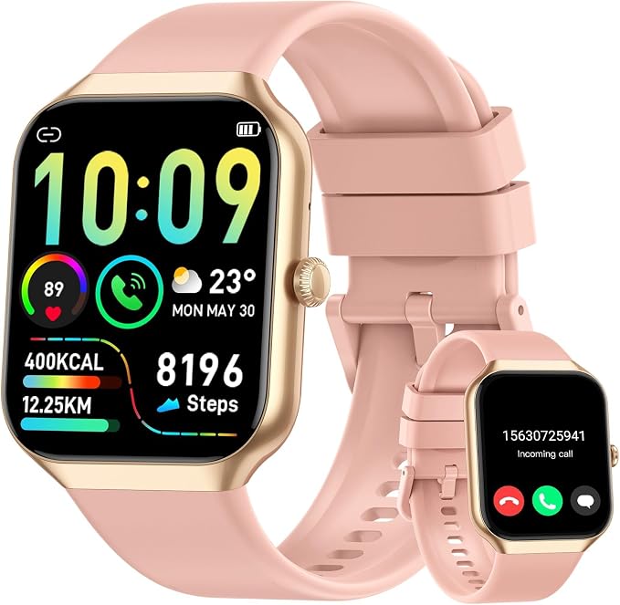 Jugeman Smart Watch for Women, 1.96" HD Smartwatch (Answer/Make Call) with Heart Rate/Sleep Monitor/Pedometer Fitness Watch 113+ Sport Modes, IP68 Waterproof Activity Tracker for Android iOS