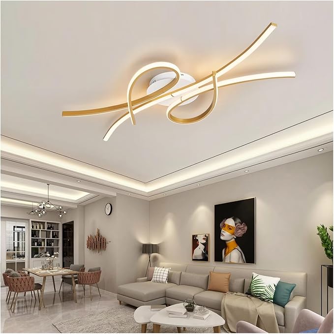 Smart Home Led Pendent Light Living Room Bedroom Study Room Hanging Light Black/Gold Art Decoration Chandelier