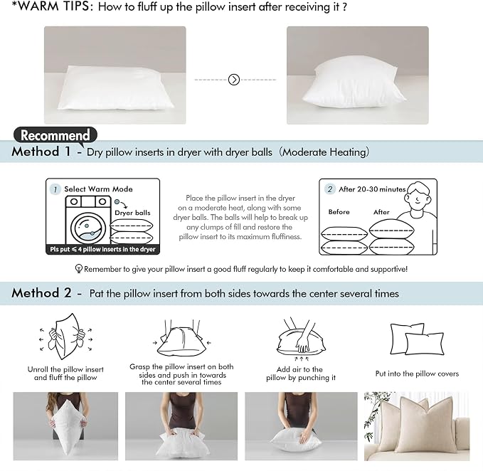 MIULEE 12x20 Pillow Inserts, Premium Feather and Down Pillows Pack of 4 | Fluffy and Choppable DecorativeThrow Pillows for Sofa Bed Couch with Double-Layer Down-Proof Cotton Fabric Cover