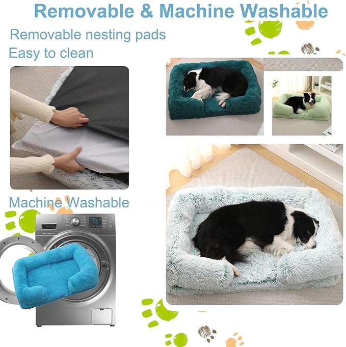 Dog Beds Large Sized dog Orthopedic, Sofa Dog Bed with Waterproof Lining and Nonskid Bottom, Rectangle Washable Dog Bed for Medium Small Dogs and Cats Comfortable ( Color : Blue , Size : 31 x 21" )