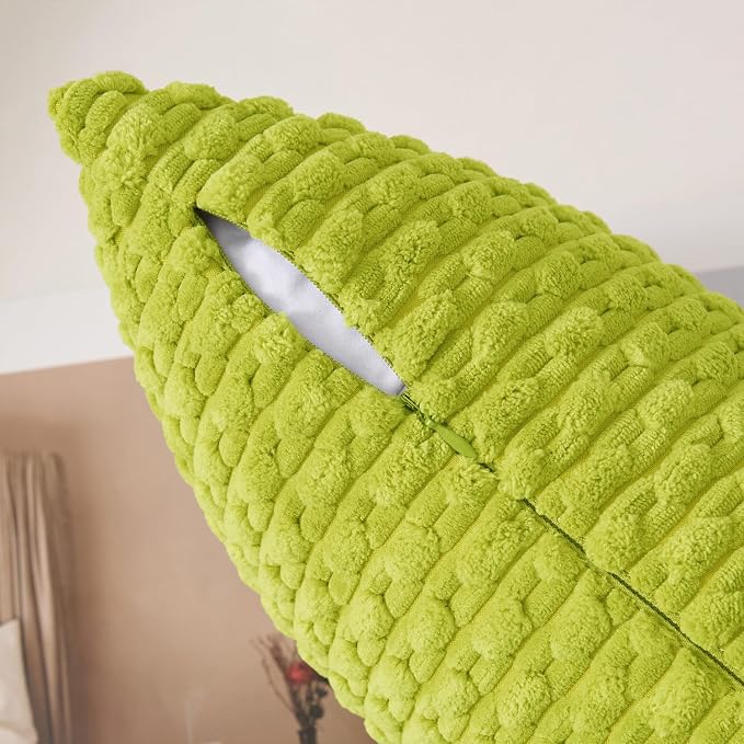 Kevin Textile Soft Corduroy 12"x20" Lumbar Pillow Cover 1 Pack, Xmas Green | Boho Stripe Plush Corduroy Decorative Oblong Cushion Cover Modern Farmhouse Home Decor for Sofa Couch Bed Chair