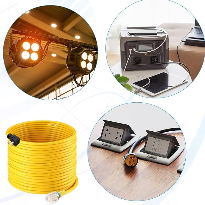 Kanayu 16FT NEMA 5-20 Extension Cord, 5-20P Male Plug to 5-20/5-15R Female Receptacle, 20 Amp T-Blade Outlet Extension Power Cord with Indicator Light, 12 AWG, ETL Listed