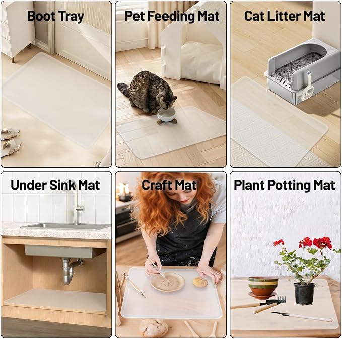Clear Coffee Mat, 19.7"x15" Coffee Mat, Espresso Maker and Kitchen Counter, Bar Accessories for Countertop, Dish Drying Mat, Anti-Slip, Anti-Vibration Pad for Espresso Machine