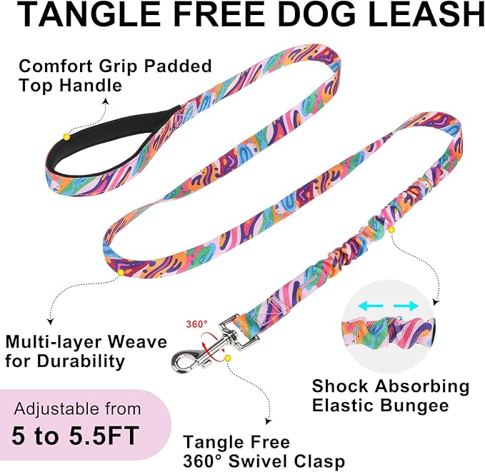 BEAUTYZOO Dog Harness for Small Dogs,No Pull Dog Harness and Leash Set,Soft Escape Proof Puppy Vest Harness with Handle,Reflective Lightweight Step in Harness for Girl Boy Dogs,Pink_Print S