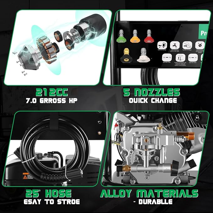 4200PSI Gas Pressure Washer 212CC 4.0GPM Gas Power Washer Gas Powered Washing Machine Commercial High Pressure Washer with 25ft Hose&5 Nozzles