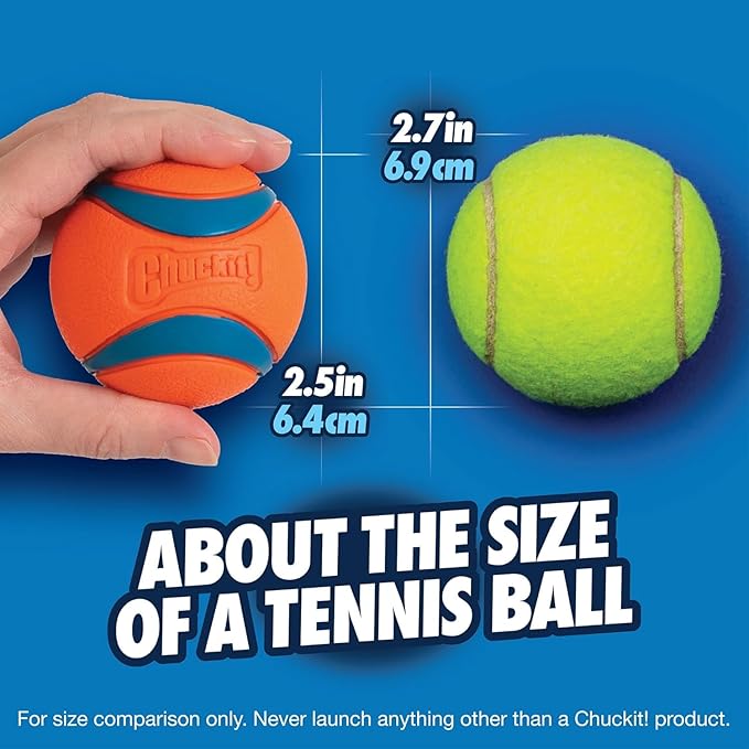 Chuckit! Ultra Ball Dog Toy - Medium Bouncy Fetch Balls for Dogs 20-60 lbs - Made from Durable Rubber - Floating Water Pet Toys - Size Medium - 2.5-inch Diameter -,2 Count (Pack of 6)