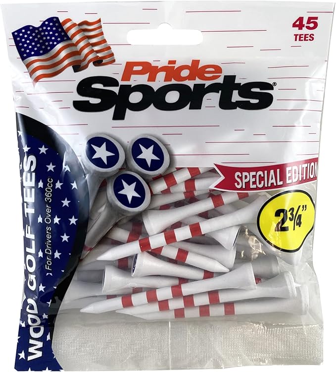 PrideSports 2-3/4" Star & Stripes Tees, White,PS23445STAR