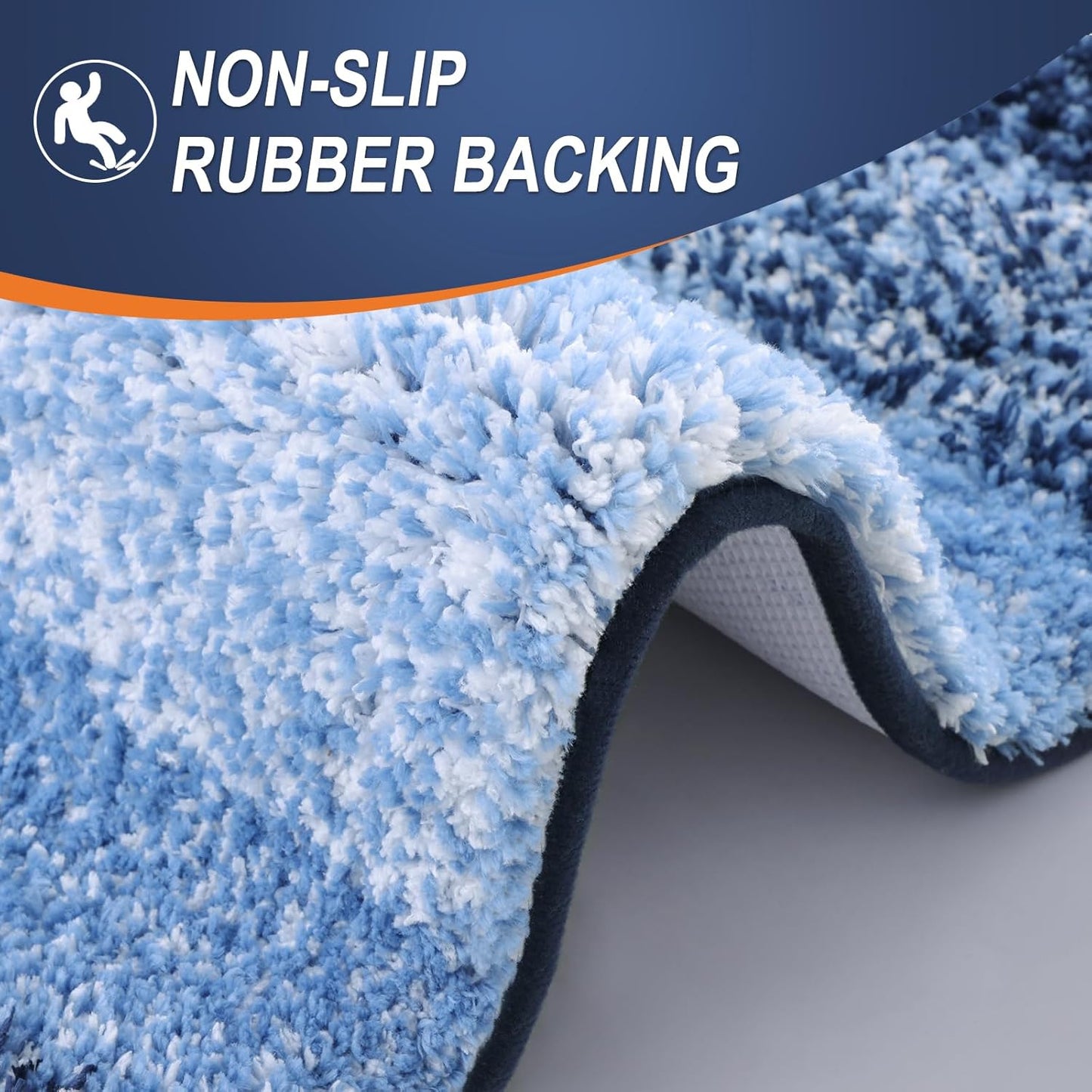 OLANLY Bathroom Runner Rugs 54x24, Extra Soft Absorbent Microfiber Bath Rugs, Rubber Backing, Quick Dry, Machine Washable Bath Mats for Bathroom Floor, Tub and Shower, Home Decor Accessories, Navy