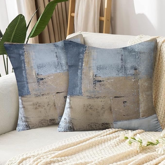 Throw Pillow Covers for Couch, 26x26 Inch, 2 Pack, Brown Grey | Decorative Throw Pillow Covers Cushion Covers for Couch Bedroom Sofa Living Room