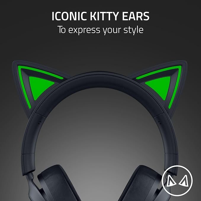 Razer Kraken Kitty V3 X Wired Gaming Headset, Kitty Ears, Black | HyperClear Cardioid Mic, 40 mm Drivers, 7.1 Surround Sound, Comfy Ear Cushions, Cross-Platform via 3.5mm PC, PS5, Xbox