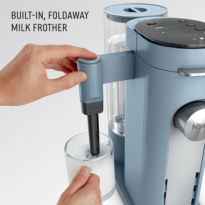 Ninja Pod & Grounds XL Coffee Maker, K-Cup Compatible, Denim Blue, PB055ABL | Brews Grounds, Compact Design, Built-In Milk Frother, 68-oz. Reservoir, 6oz. Cup-24oz. Mug Sizes