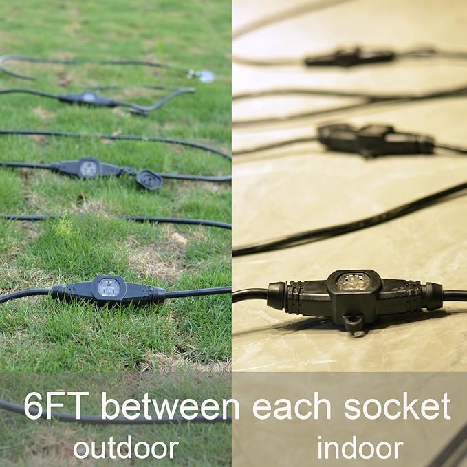 25FT 12 Gauge Outdoor Power Extension Cord,Four Outlet Cable.Multiple Evenly-Spaced Plug Ideal for Landscaping Light,Stage Backline,Holiday decoratio,Cord Splitter ETL Listed…