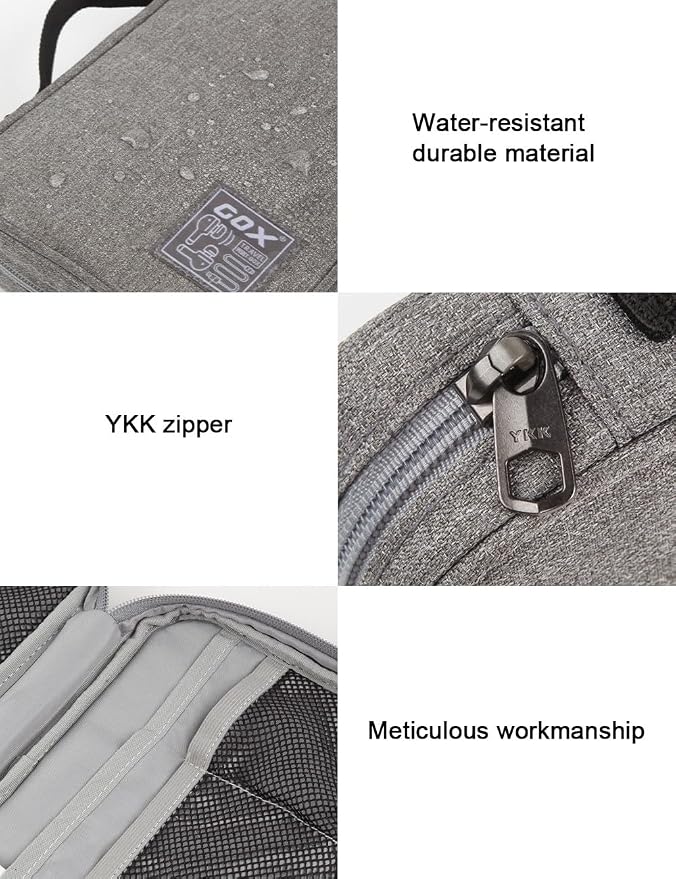 GOX Cable Organizer Pouch ��� Case for Chargers and Cords, Cord Organizer Travel Black, Small Cable Organizer Bag for Earbuds & Tech Accessories(Grey-Large)